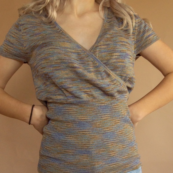 Y2K Veri Peri Melange Wrap Baby Tee - Picture 6 of 14